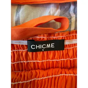 Chic‎ Me Orange Smocked Tie Shoulder Mini Dress Small Festival Beach Vacation thumbnail 5