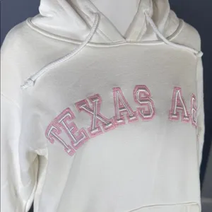 Women’s White Cream Pink Embroidered TEXAS A&M Hoodie Size L NWT thumbnail 2