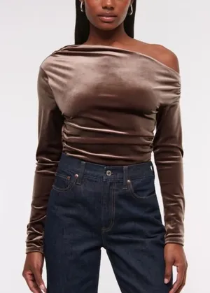 Abercrombie Velvet Asymmetrical Draped Top NWT thumbnail 1