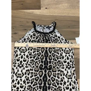 MSK Cream Animal Print Halter Shift Dress Chain Detail Size L New With Tag thumbnail 7