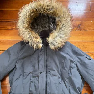 Gray Parka with Faux Fur Hood thumbnail 3
