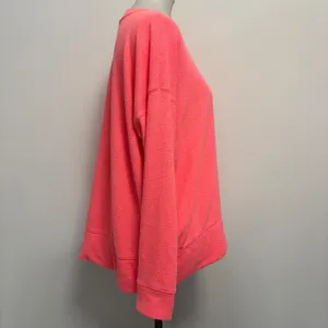 Aerie Sweatshirt Small Neon Coral Oversized Textured Terry Pullover Beach thumbnail 4