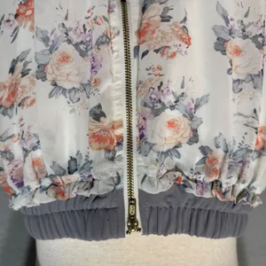 MIKAROSE Women Floral Chiffon Midi Skirt Gray‎ Waistband Ruffle Hem Size M thumbnail 9