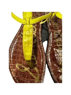 SAM EDELMAN Yellow Thong Sandals Womens 8.5 Flat Summer Trendy thumbnail 7