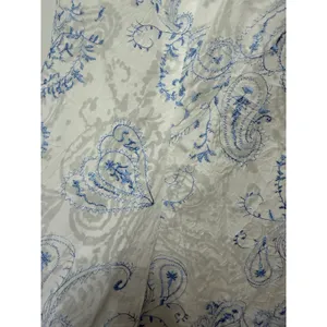 Vingtage B. Moss White Blue Paisley Embroidered Cotton Midi SkirtSize 14 Flared thumbnail 4