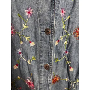 Vintage Bobbie Brooks Floral Embroidered Denim Jacket Medium Wash Cotton‎ Large thumbnail 2
