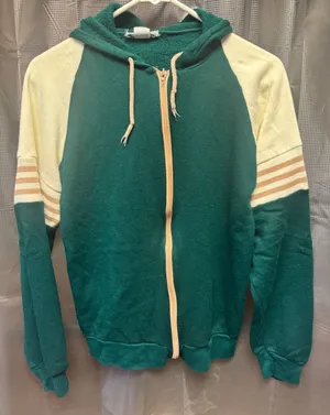 Vintage 70s Action Jacket Men' Size Med Made In USA Green Beige Zip Hood Retro thumbnail 1
