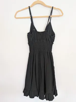 Black Ruffle Tie Front Cut Out Cotton Dress NWT M/L thumbnail 11
