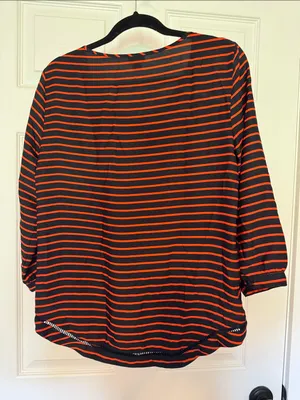 J. Crew Women’s Navy & Orange Striped Scoop Neck Blouse thumbnail 7