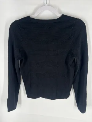 Pinque Textured Black Lace-Up Front Sweater Top Size M thumbnail 10