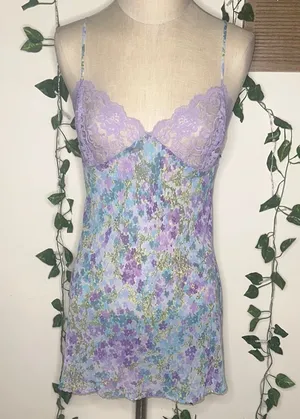 Victoria’s Secret Floral Print Lace Top Slip Dress RARE FROM 2000 thumbnail 1