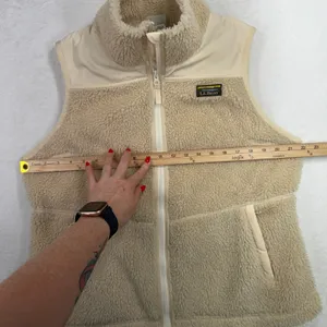 L.L. Bean Large Sherpa Fleece Vest Mountain Classic Beige Cream Full Zip 519066 thumbnail 11