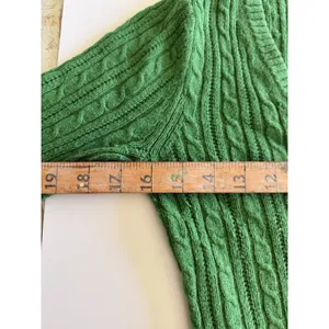 VTG American Eagle Sweater Women Medium Green V Neck Cable Knit Pullover Y2K‎ thumbnail 5