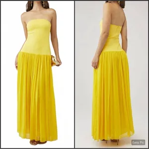NWT Elliatt Yellow Drop Waist Maxi Gown Dress Size XS thumbnail 2