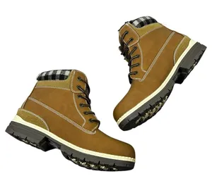 NEW Cottimo Ankle Lace Up Plaid Collar Work Boots Tan Brown Gorpcore Rugged Sz 8 thumbnail 1