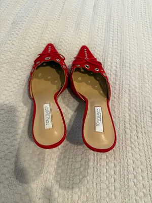 Tony Bianco Red Suede Shae Mules Size 8.5 thumbnail 3