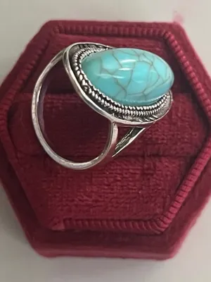Boho/Vintage Bohemian Design Faux Turquoise Statement Ring Size 7 NWT thumbnail 3