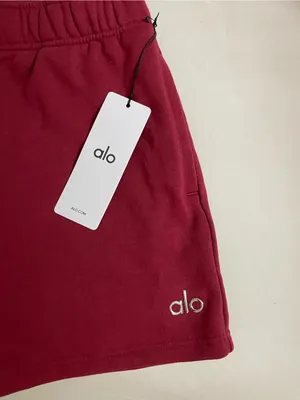 ALO Yoga NWT Accolade Shorts Summer Romance Red Fleece Drawstring Shorts Size L thumbnail 7