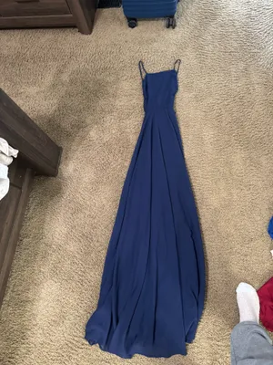 Navy Blue Halter Dress Lulus thumbnail 3