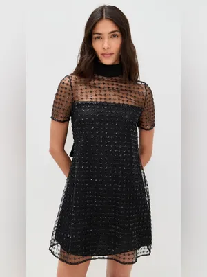 NWT STAUD Ilana Mini Dress in Stardust Onyx Black Sequin Stars Size Small thumbnail 4