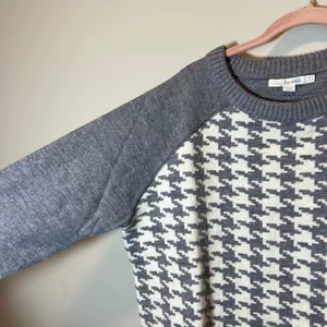 Boden Women's Grey White Houndstooth 100%‎ Wool Raglan Sleeve Sweater US 14 thumbnail 5