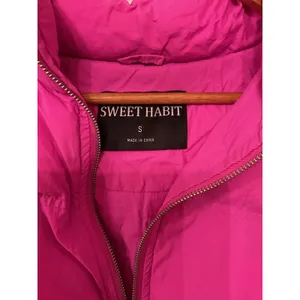 Sweet Habit Pink Puffer Jacket Cropped Hot Pink Y2K Winter Coat, Small thumbnail 6