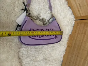 Von Dutch purple shoulder bag with chain charms purse tote handbag Y2K New thumbnail 8