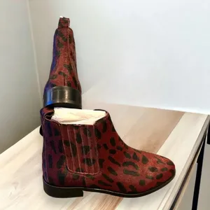 Vince Camuto Leopard Print Chelsea Boots Ankle Booties Burgundy‎ Black Animal Print thumbnail 5
