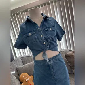 BUNDLE 2 ITEMS FOR $8✨ 🌸AMTIOUS western denim cutout dress ✨ Blue Size M thumbnail 9
