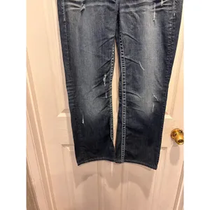 Silver‎ Jeans Lola Straight Leg Dark Wash Distressed Thick Stitch W33 L28 Denim thumbnail 5