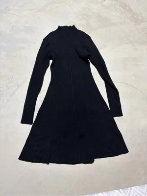 J. Crew NWT Black Ribbed Long-Sleeve Knit Dress small MSRP$128 thumbnail 2
