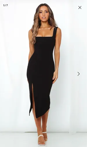 Hello Molly Black Midi Dress Slit thumbnail 2