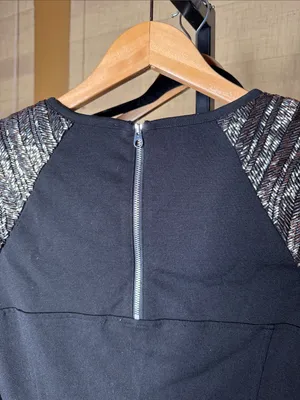 Ted Baker Black Embellished Shoulder Bodycon Mini Dress Size 2 thumbnail 9
