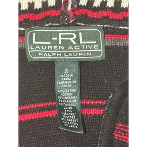 Lauren Active Ralph Lauren Hoodie Women Small Pink Black Striped Wool Blend Zip thumbnail 3