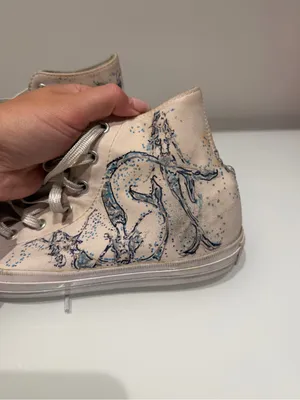 Converse White and Blue Mermaid Print Shoes Size 7.5 thumbnail 4