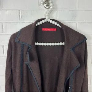 Krimson Klover Brown Knit Asymmetrical Zip Wool Jacket Size XS thumbnail 11