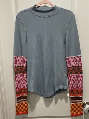 Free People Gorgeous Cuff Thermal Top Large thumbnail 2