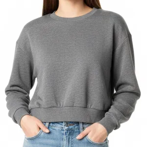 Wild Fable‎ Gray Cropped Crewneck Sweatshirt Women’s Medium Fleece Pullover thumbnail 1