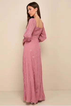 Feel the Romance Rose Embroidered Off-the-Shoulder Maxi Dress thumbnail 4