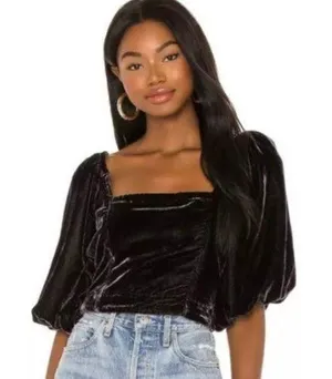 Free People 'Marie' Velvet Open Back Top thumbnail 1