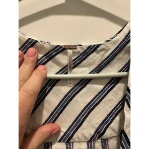 Free People Blue White Striped Sleeveless Tunic Top Boho Longline Large Vest thumbnail 3