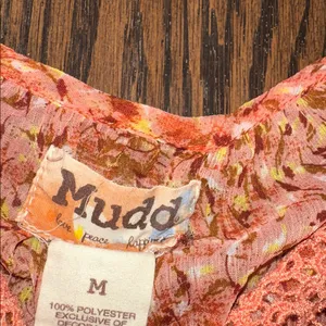 Mudd Peach Floral Blouse vintage size medium sheer babydoll Bella swan Y2K thumbnail 3