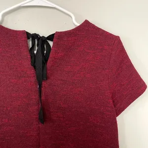 LOFT‎ red dress short sleeves modest style holiday christmas knit warm pockets thumbnail 6