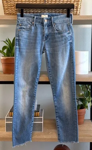 MOTHER The Looker Ankle Fray Cropped Jeans in Wild & Sweet Wash, 24 thumbnail 1