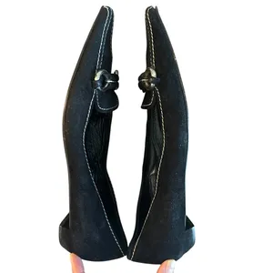 Prada Vintage Black Suede Horsebit Pointed Toe Loafers Black IT 38 US 8 Archive thumbnail 6