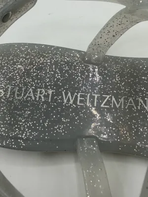 Stuart Weitzman Sallie Jelly Sandals 9 Silver Glitter T Strap Clear NWOB thumbnail 8