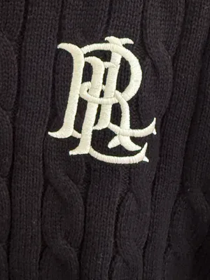Ralph Lauren Black Cable-Knit Crewneck Sweater Size M thumbnail 3