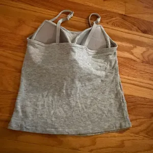 Ribbed Cami Built-in Padded Bra Size L Heather Gray Adjustable Strap Tank Top thumbnail 2