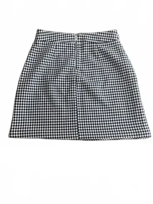 ASOS Black White Houndstooth Mini Skirt High Waisted Preppy Dark Academia Size S thumbnail 3