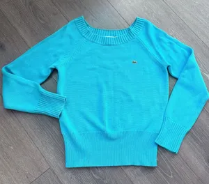 Lacoste Boat Neck Jumper Teal Blue‎ Size 42 US Small EUC Babydoll Fall Autumn thumbnail 1
